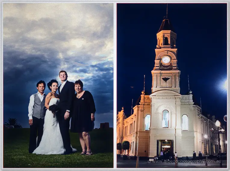 Fremantle Wedding | Charlene and Phil Charlene and Phil join family on the headland before a night view of Fremantle's clock tower