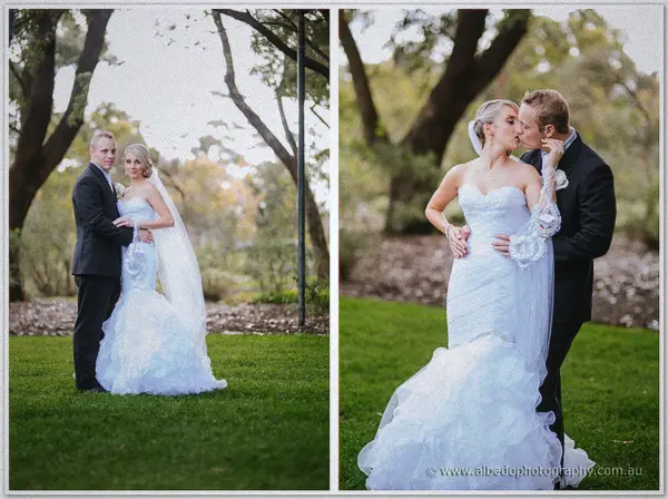 Sarah and Nathan share two quiet moments on a Kings Park lawn, ending with a kiss on the cheek