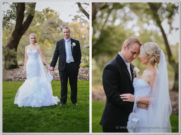 Hand in hand on the grass, then forehead to forehead, Sarah and Nathan in twin portraits at Kings Park