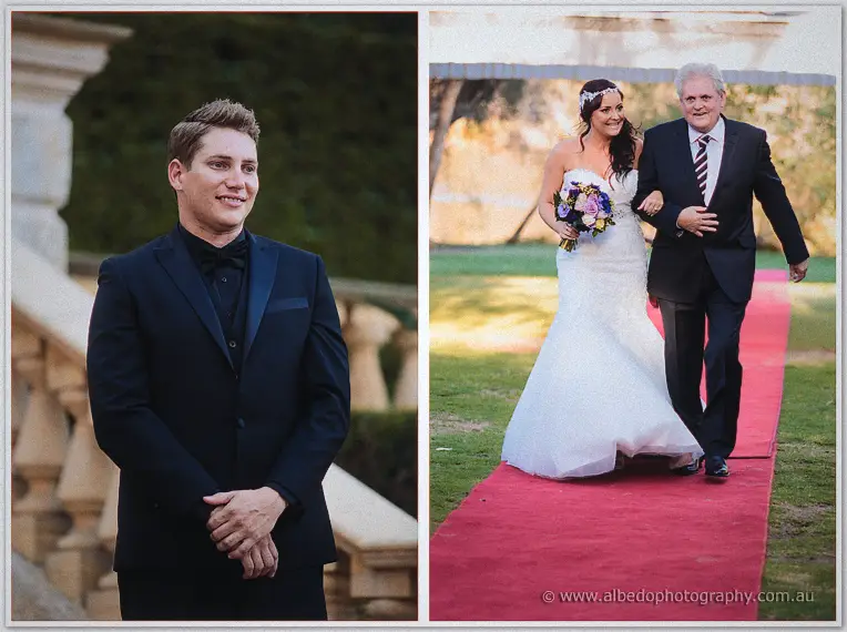 Matt watches the red carpet as Haley and her father climb the sandstone steps to the ceremony