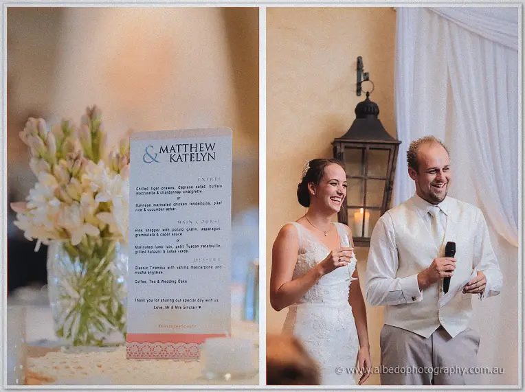 A lollipop is handed down the table to a smiling bridesmaid amid wedding toasts