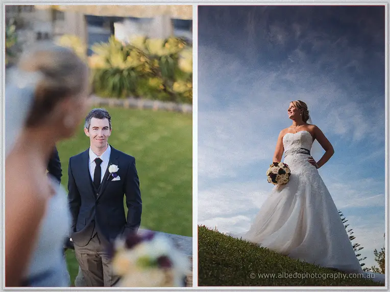 Ryan smiles at Lauren over his shoulder on the lawn, then she stands hand on hip beneath a wide sky
