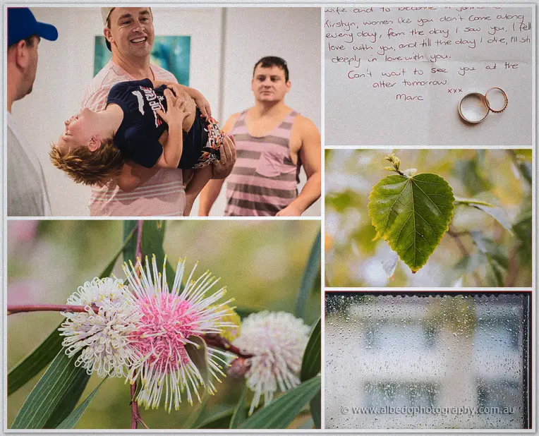 Groomsmen playing with a page boy and handwritten vows note at the Nedlands Yacht Club marquee wedding